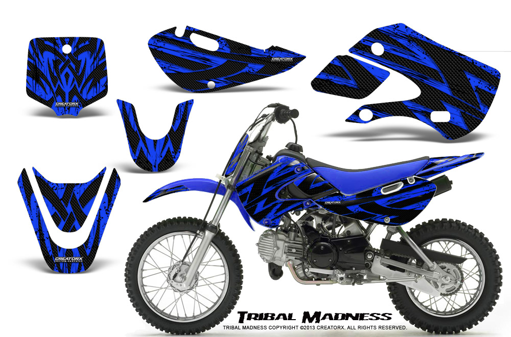 Kawasaki KLX110 KX65 Graphics Kit Tribal Madness Blue